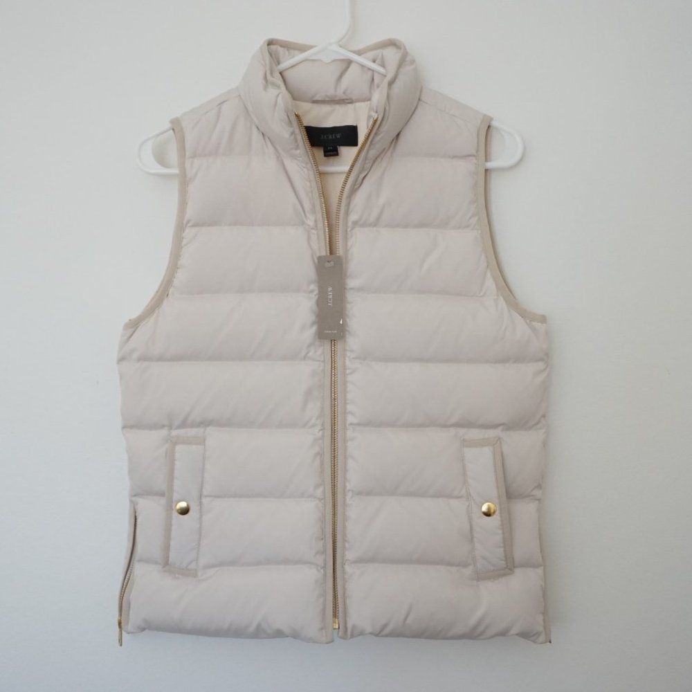 [New] J.Crew Mountain Puffer Down Vest, Ivory, Petite, Size PS